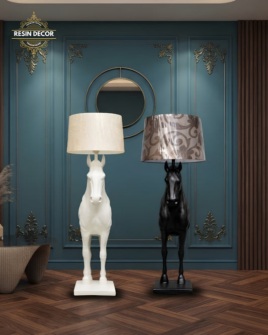 Modern Horse Floor Lamp & Statue - Luxury Corner Decor (37 Inch)