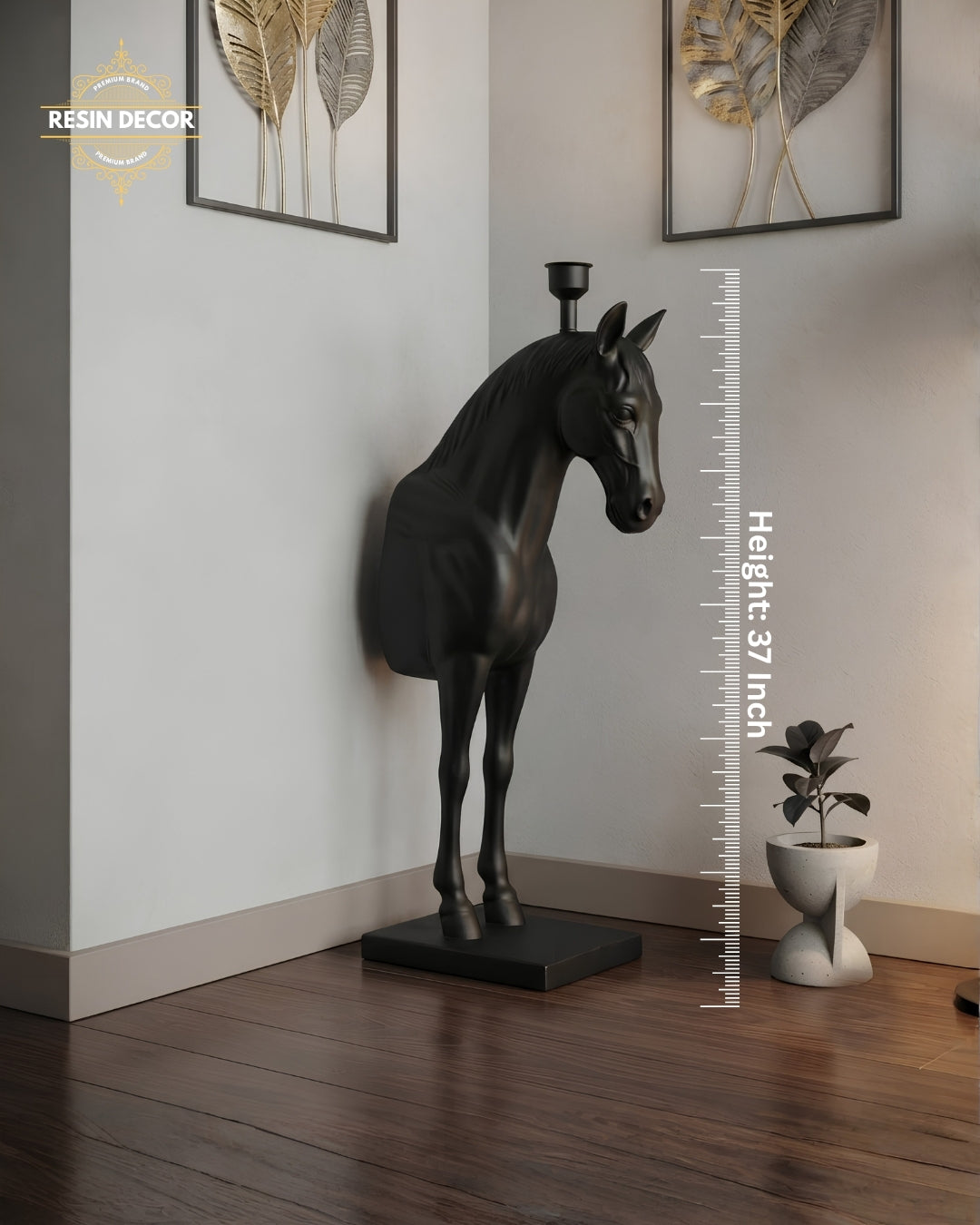Modern Horse Floor Lamp & Statue - Luxury Corner Decor (37 Inch)