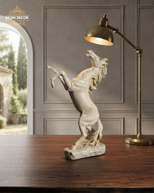 Crackle Rearing Horse Sculpture - Vintage Luxury Decor