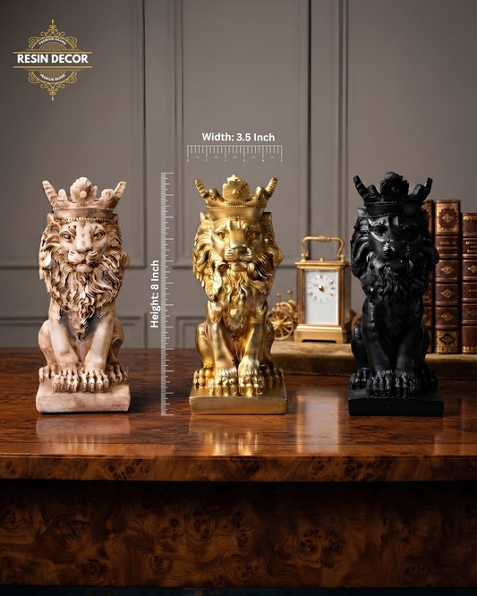 Royal Crowned Lion King Resin Statue - Home &amp; Office Decor
