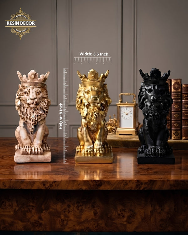 Royal Crowned Lion King Resin Statue - Home &amp; Office Decor