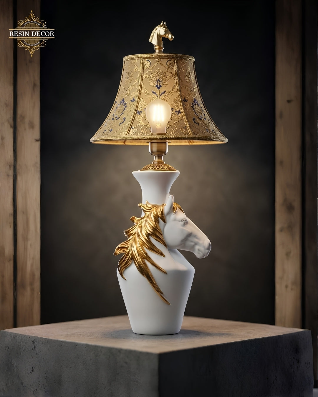 Modern Horse Art Decorative Flower Vase - White & Gold