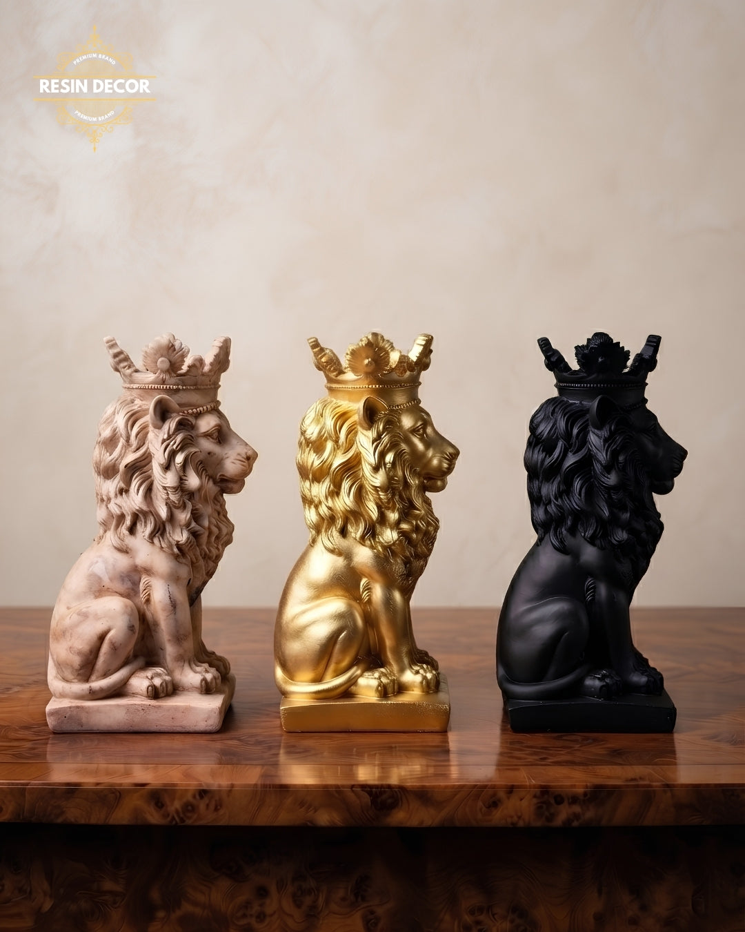 Royal Crowned Lion King Resin Statue - Home &amp; Office Decor