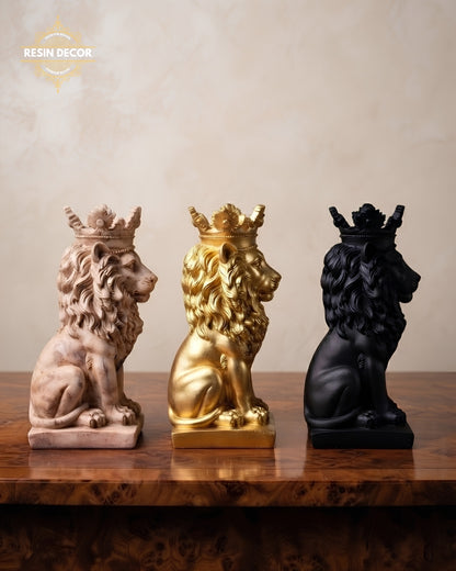 Royal Crowned Lion King Resin Statue - Home &amp; Office Decor