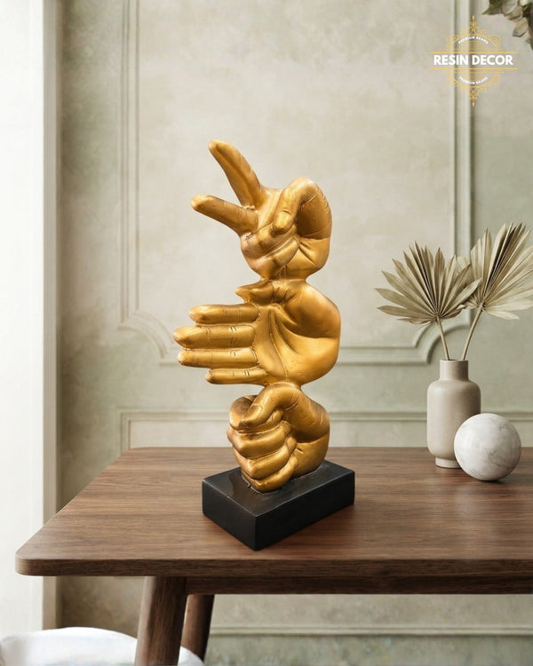 Hand Gestures Resin Sculpture - Contemporary Art Decor