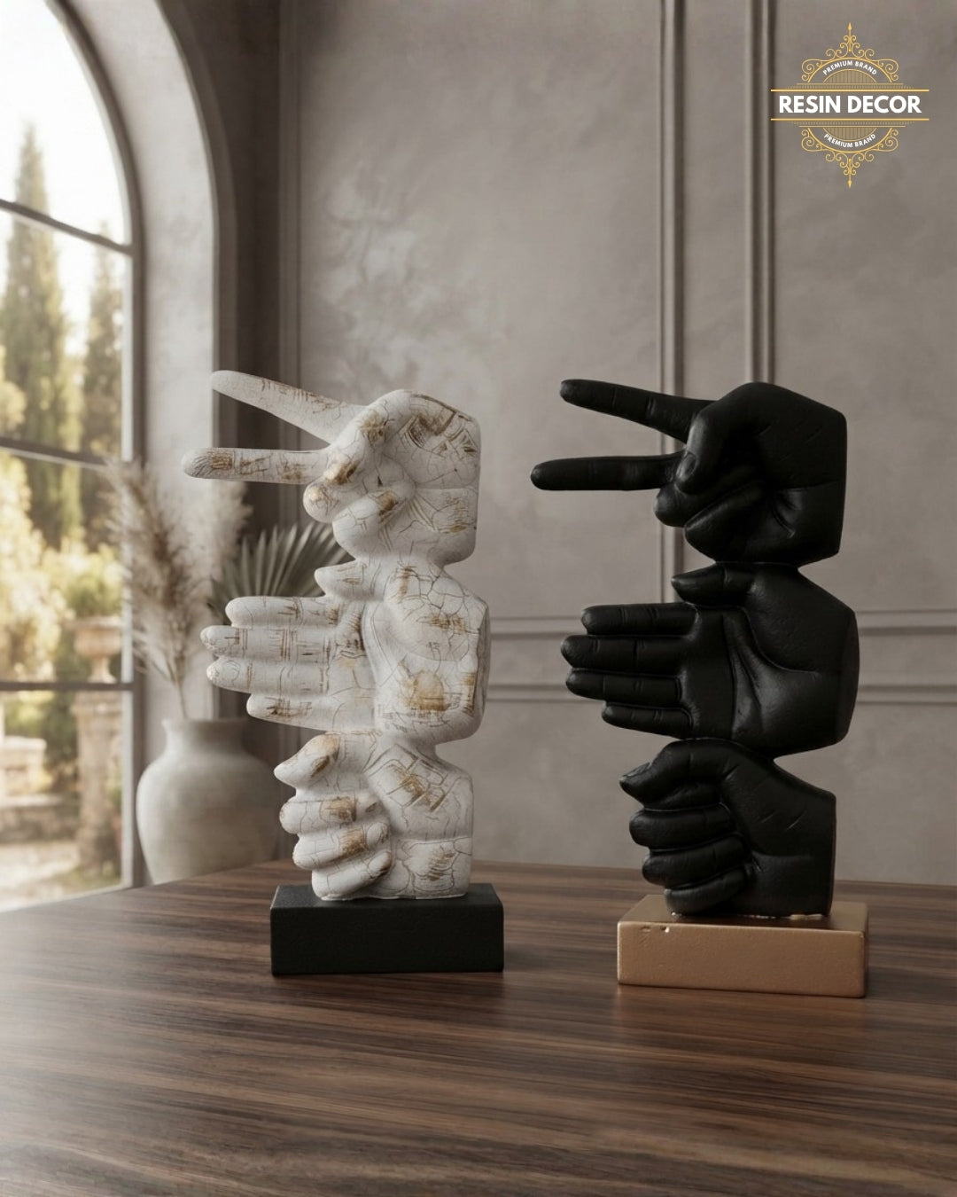 Hand Gestures Resin Sculpture - Contemporary Art Decor