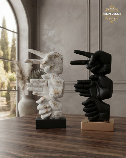 Hand Gestures Resin Sculpture - Contemporary Art Decor