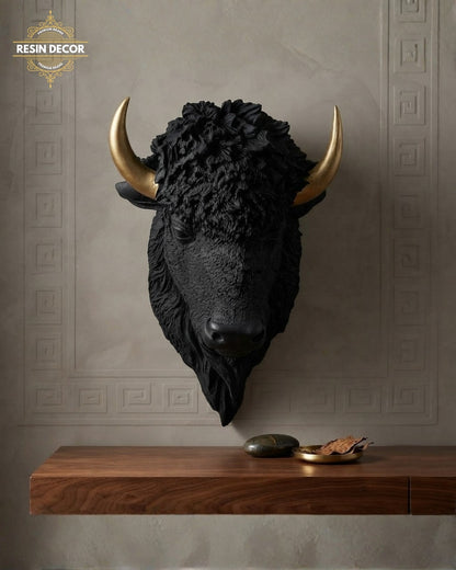 Bison/Bull Head Resin Wall Art - Bold Luxury Decor