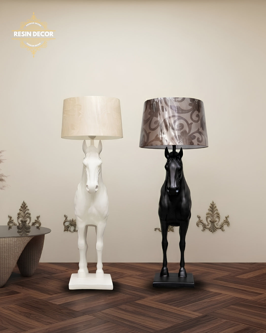 Modern Horse Floor Lamp &amp; Statue - Luxury Corner Decor (37 Inch)