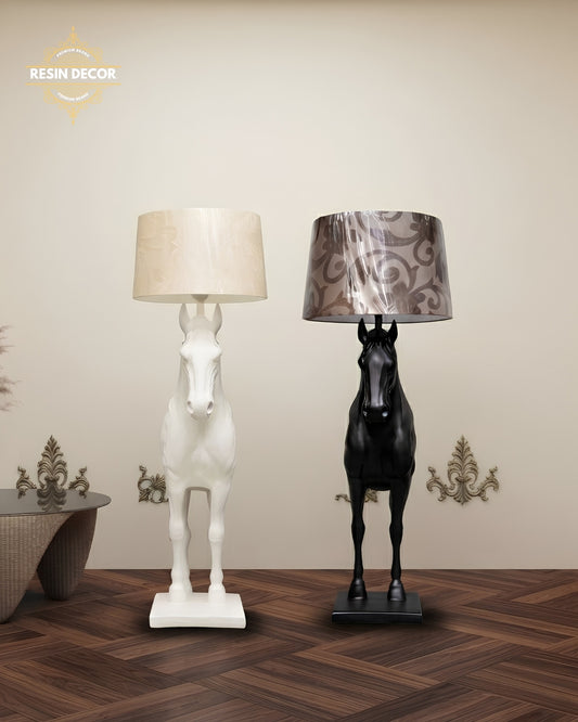 Modern Horse Floor Lamp &amp; Statue - Luxury Corner Decor (37 Inch)