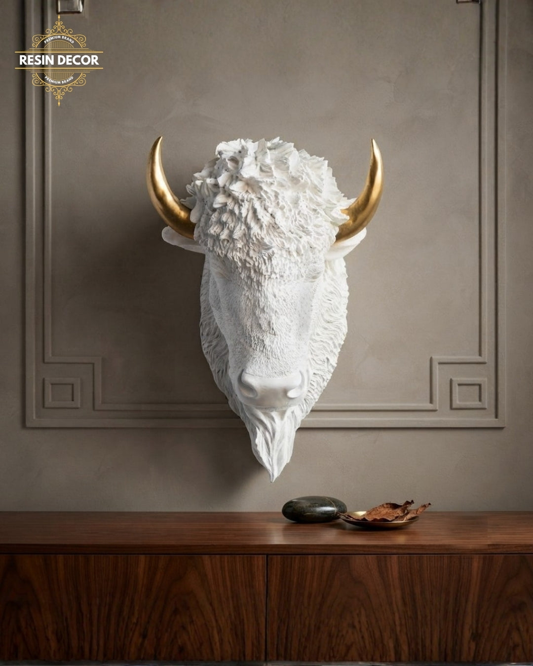 Bison/Bull Head Resin Wall Art - Bold Luxury Decor