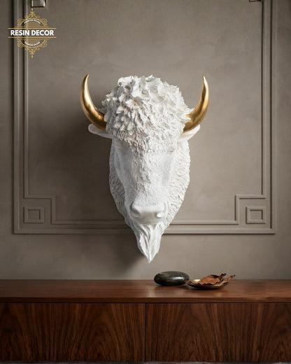 Bison/Bull Head Resin Wall Art - Bold Luxury Decor