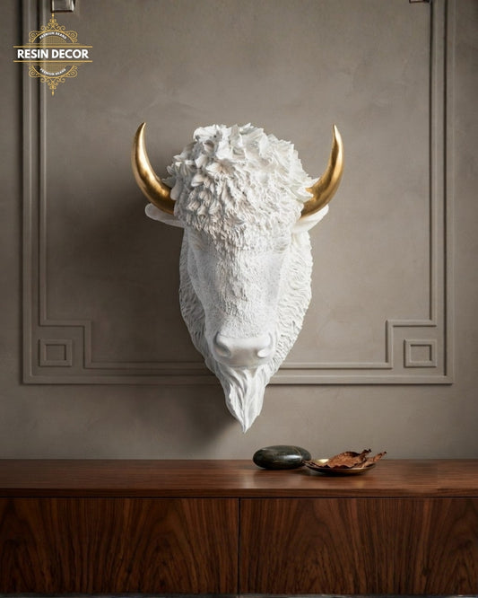 Bison/Bull Head Resin Wall Art - Bold Luxury Decor