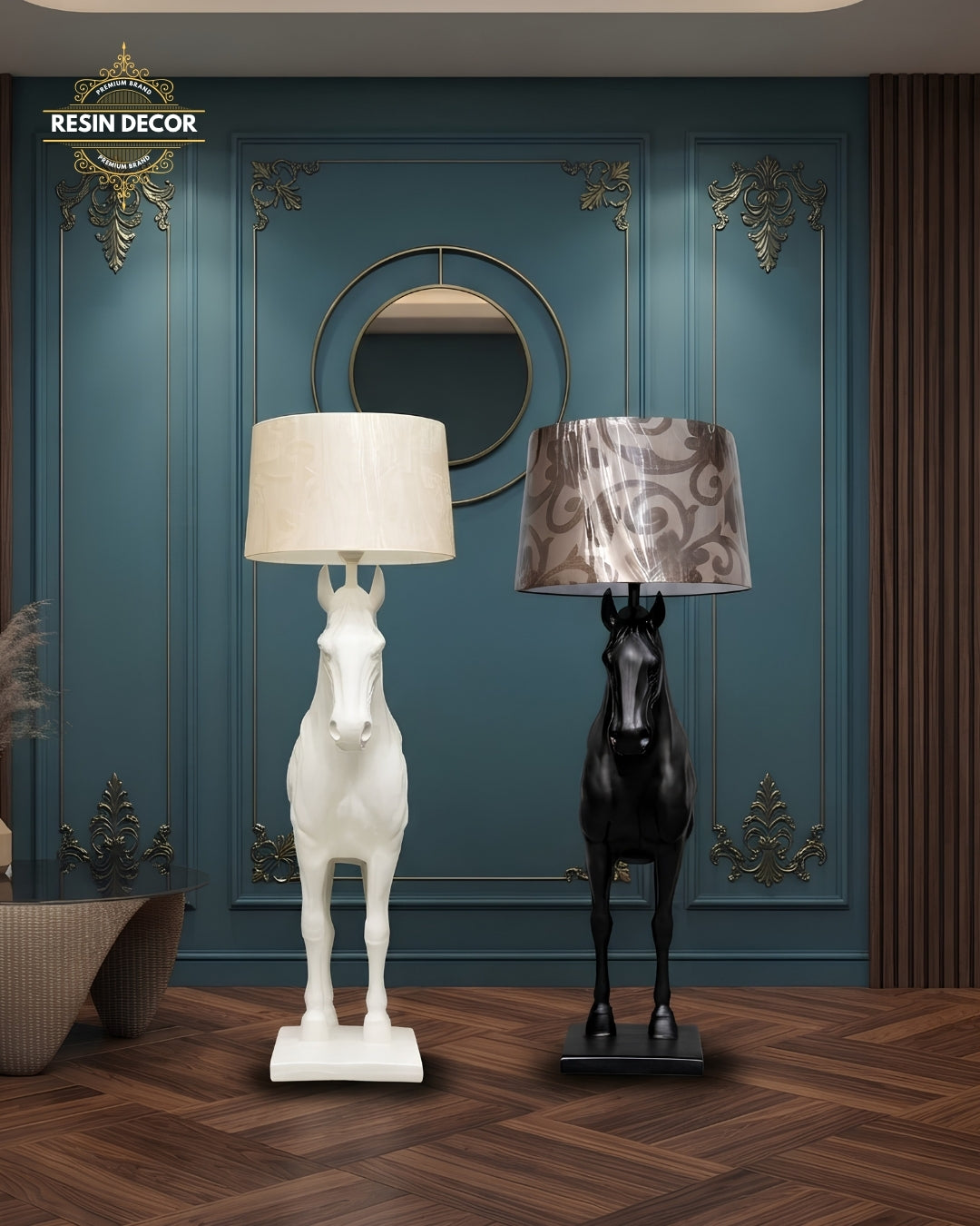 Modern Horse Floor Lamp &amp; Statue - Luxury Corner Decor (37 Inch)