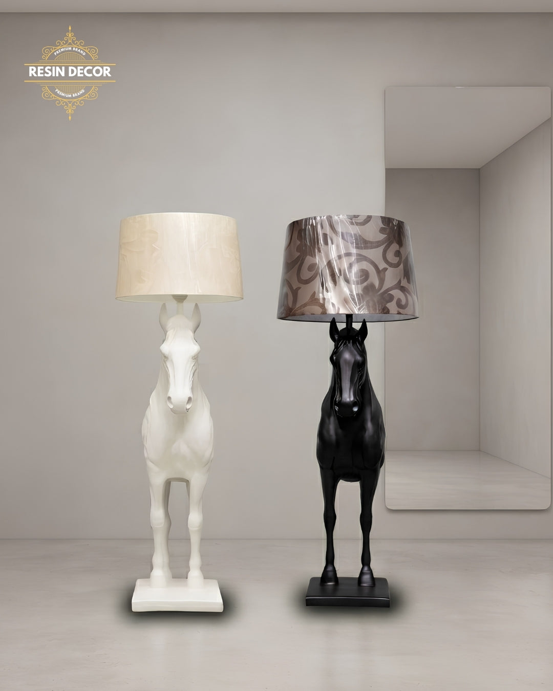 Modern Horse Floor Lamp &amp; Statue - Luxury Corner Decor (37 Inch)