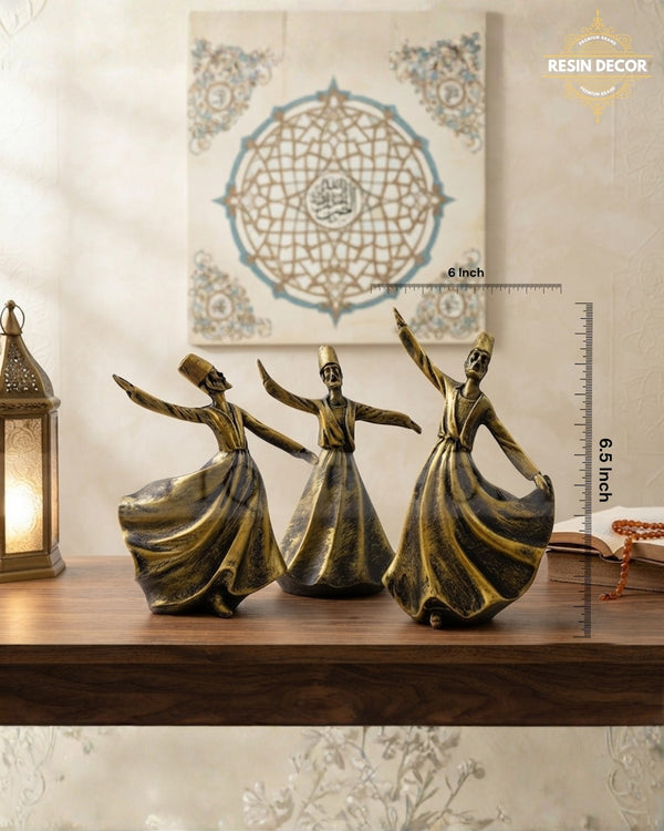 Sufi Dervish Resin Sculptures (Set of 3) - Spiritual Home Decor