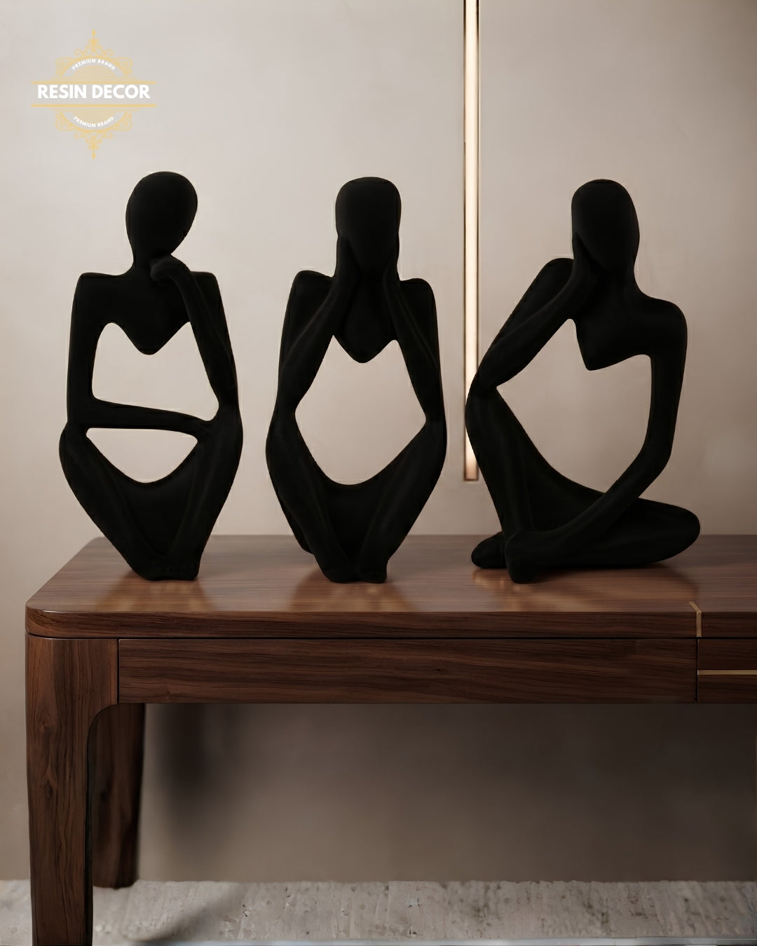 Abstract Thinker Statue Set - Modern Bookshelf &amp; Desk Decor (Set of 3)