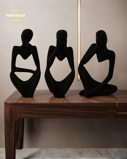 Abstract Thinker Statue Set - Modern Bookshelf &amp; Desk Decor (Set of 3)