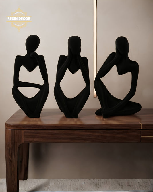Abstract Thinker Statue Set - Modern Bookshelf &amp; Desk Decor (Set of 3)