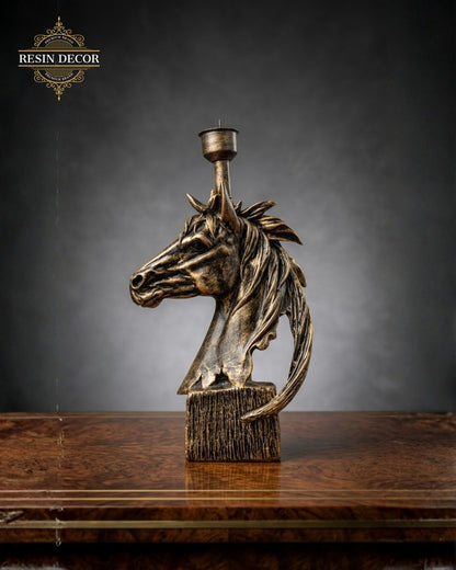 Horse Head Candle / Lamp Holder Statue