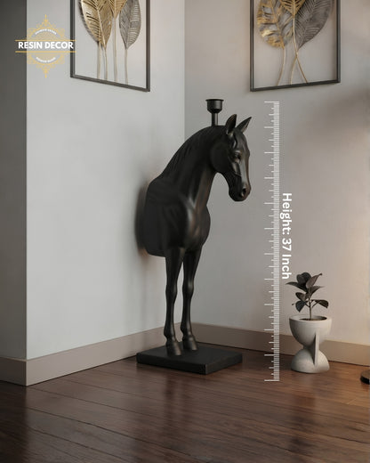Modern Horse Floor Lamp &amp; Statue - Luxury Corner Decor (37 Inch)