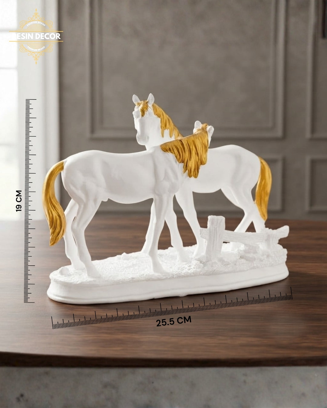 Twin Horse Resin Sculpture - Premium Luxury Decor