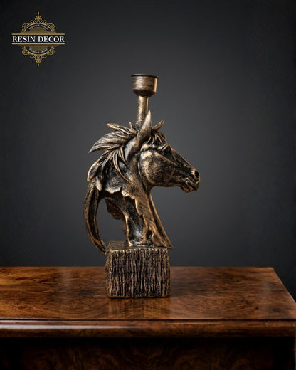 Horse Head Candle / Lamp Holder Statue